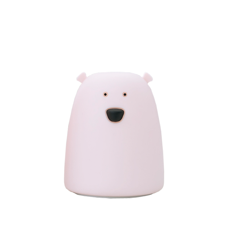 Rabbit & Friends silikone lampe med Batteri – Lyserød – lille bjørn – 10cm - Billede 2