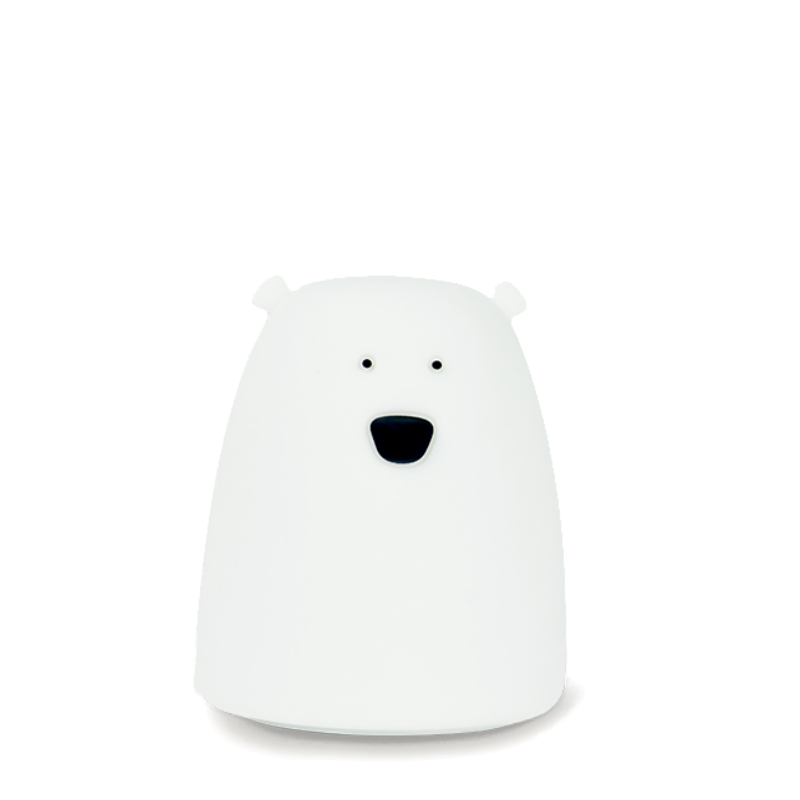 Rabbit & Friends silikone lampe med Batteri – Hvid – lille bjørn – 10cm - Billede 2