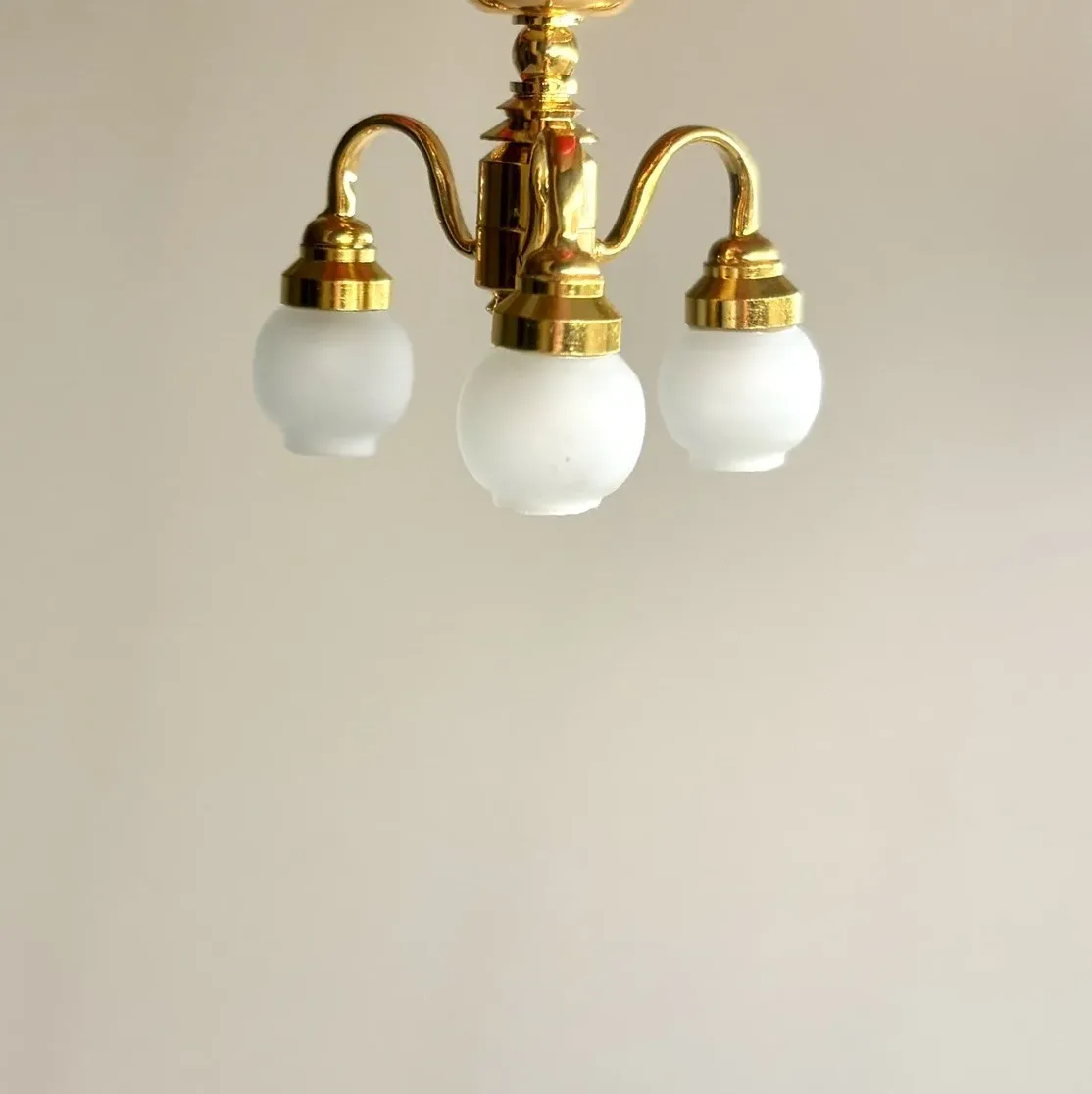 Miniature Loftslampe Trearmet Messing med Opalglas - Billede 4
